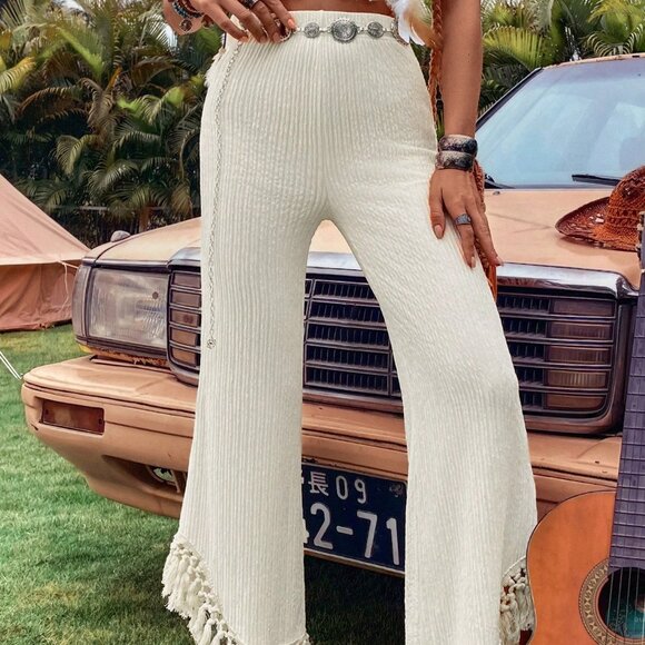 Apricot Boho Women's fringe detailed Pants - Picture 6 of 6